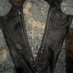 Black Leather Riding Chaps